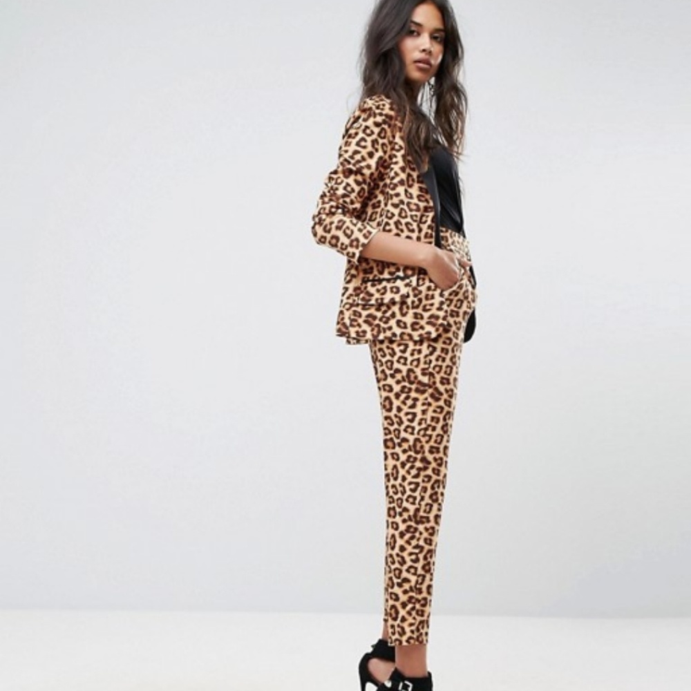 Missguided Cheetah cigarette pant and blazer